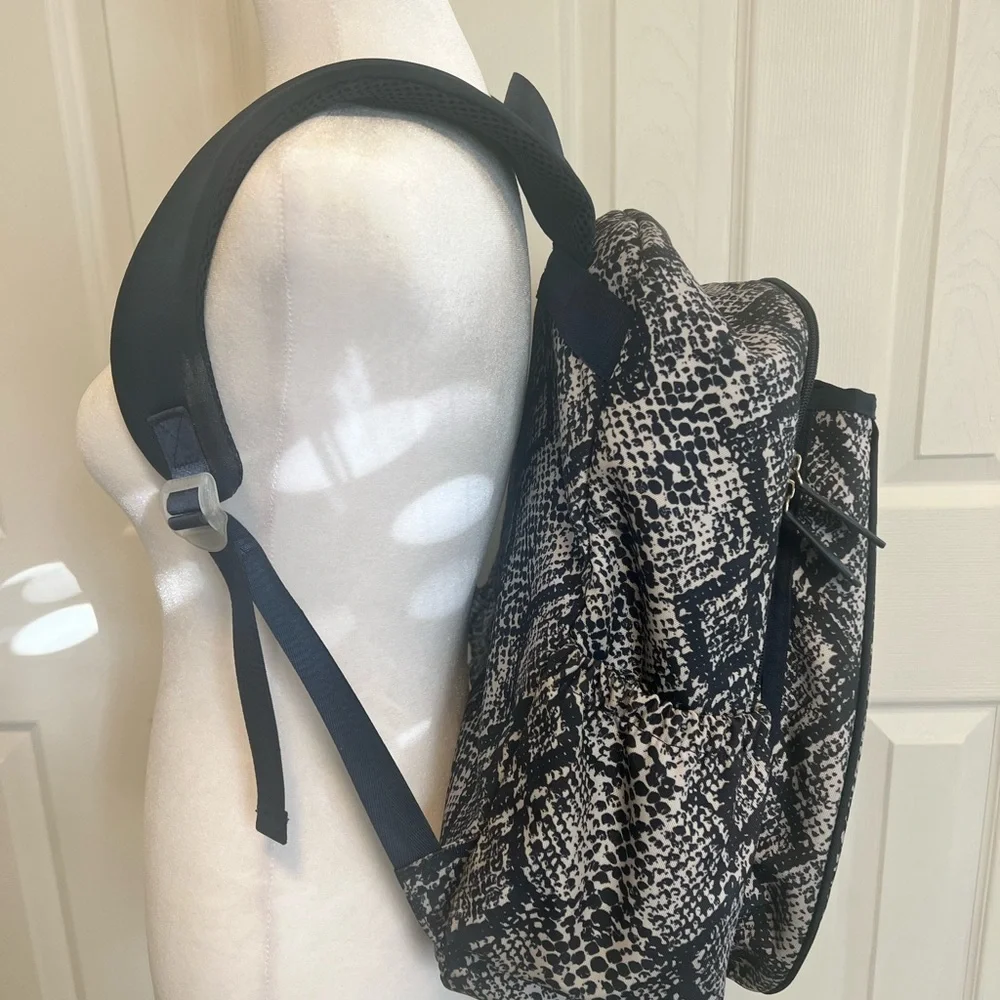 Navy and White Snake Print Tennis Backpack - Picture 2 of 4